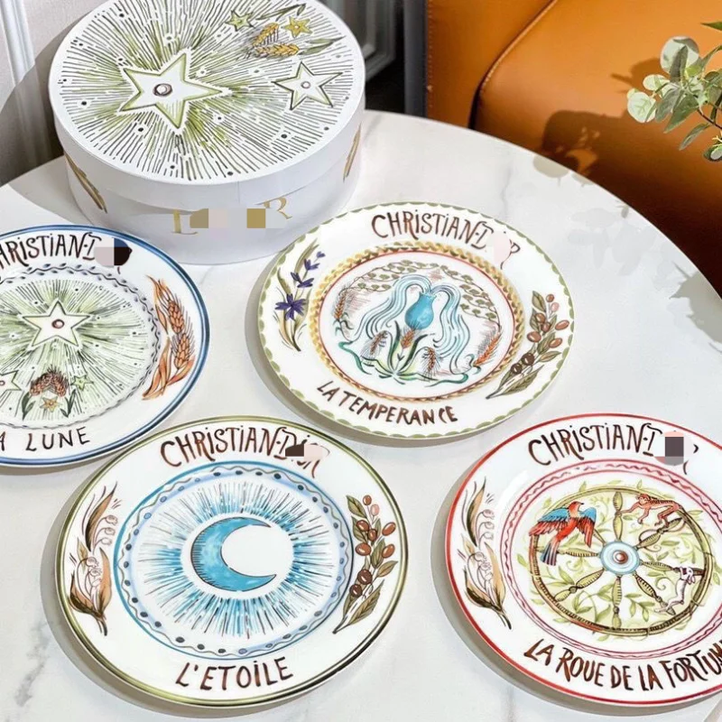 Creative Ceramic Steak Plate 4pcs Set Combination Household Hand-painted Western Food Plate Salad Ceramic Tableware