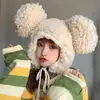 Women Winter Hat Unisex Cartoon Thicken Bear Head Shape Windproof Cap Photo Props Bear Ears Women Men Beanie Women Headwear 4