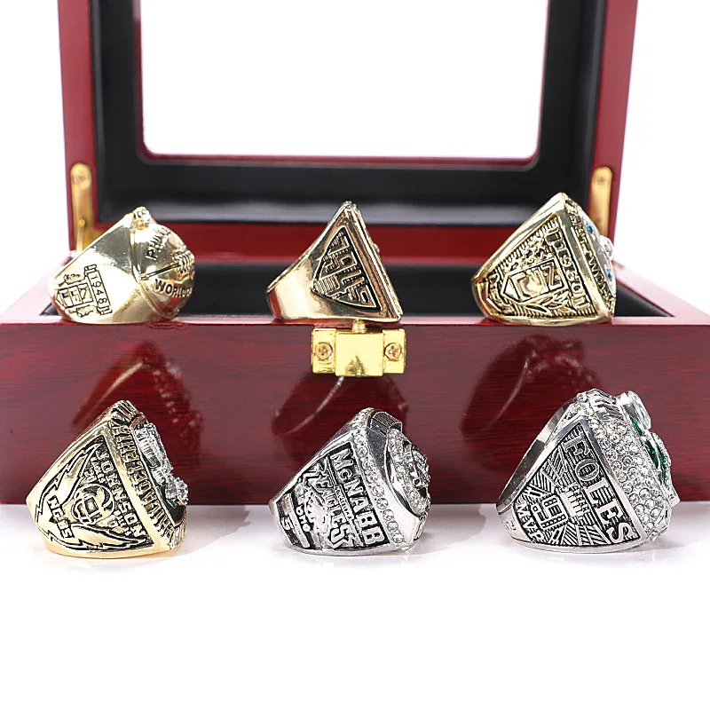 6pcs/set New Creative Champion ring Set souvenir Gift for Friends Ring rugby football Gift Fan souvenir ring 5