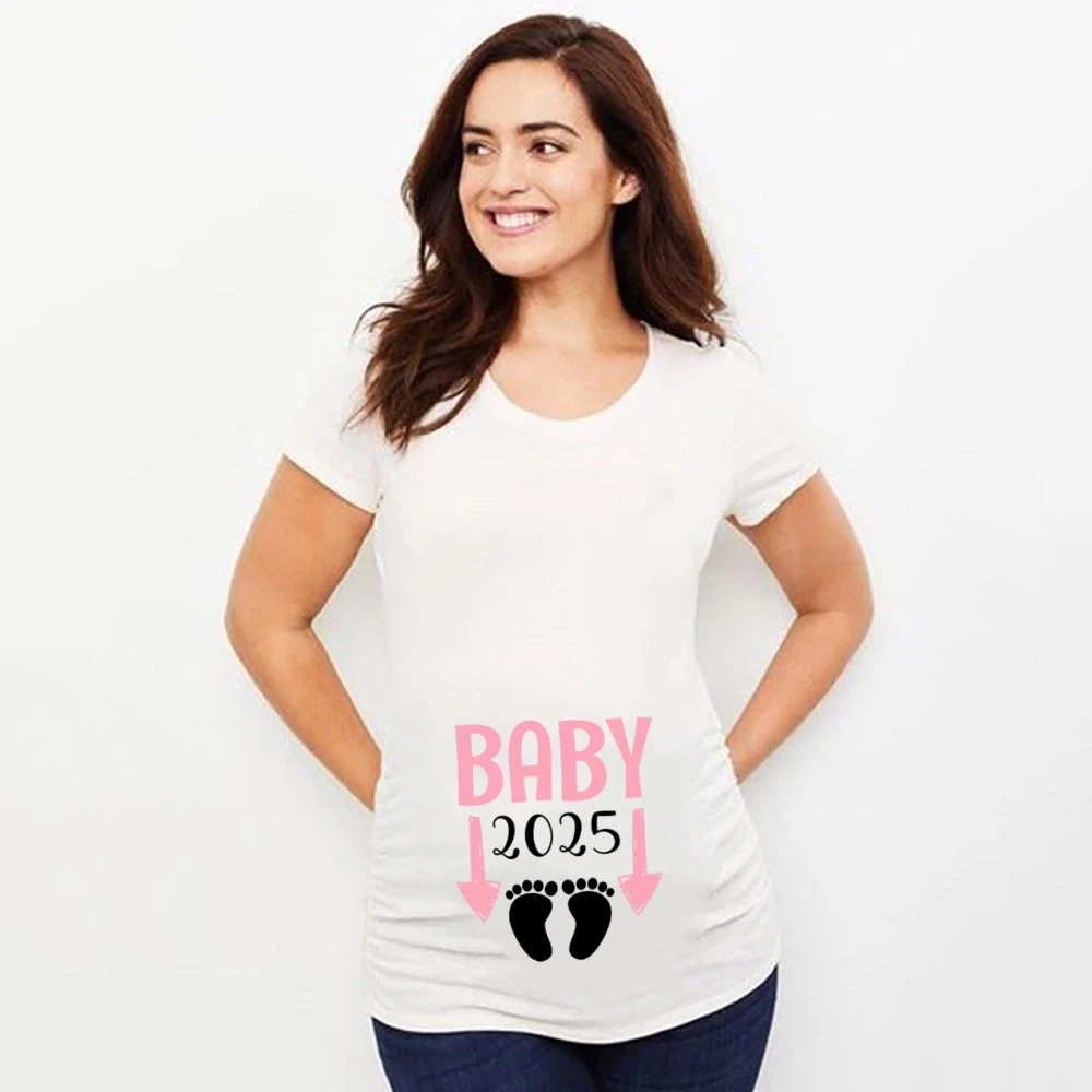 Baby Loading 2025 Print Pregnant T-Shirt Maternity Short Sleeve T Shirts Pregnancy Announcement Tops New Mom Tshirt Clothes Tees 6