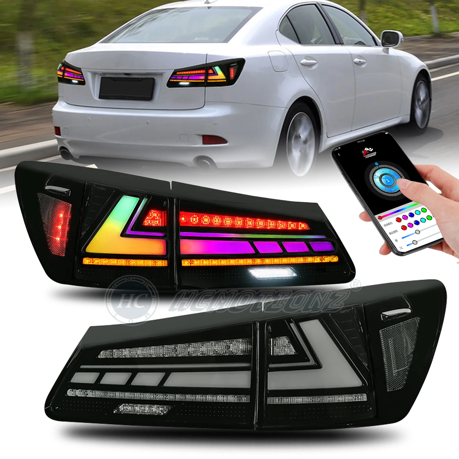 

HCMOTIONZ Car Accessories RGB LED Tail Light For Lexus IS250 IS350 ISF 2006-2012 DRL High Quality Plug And Play