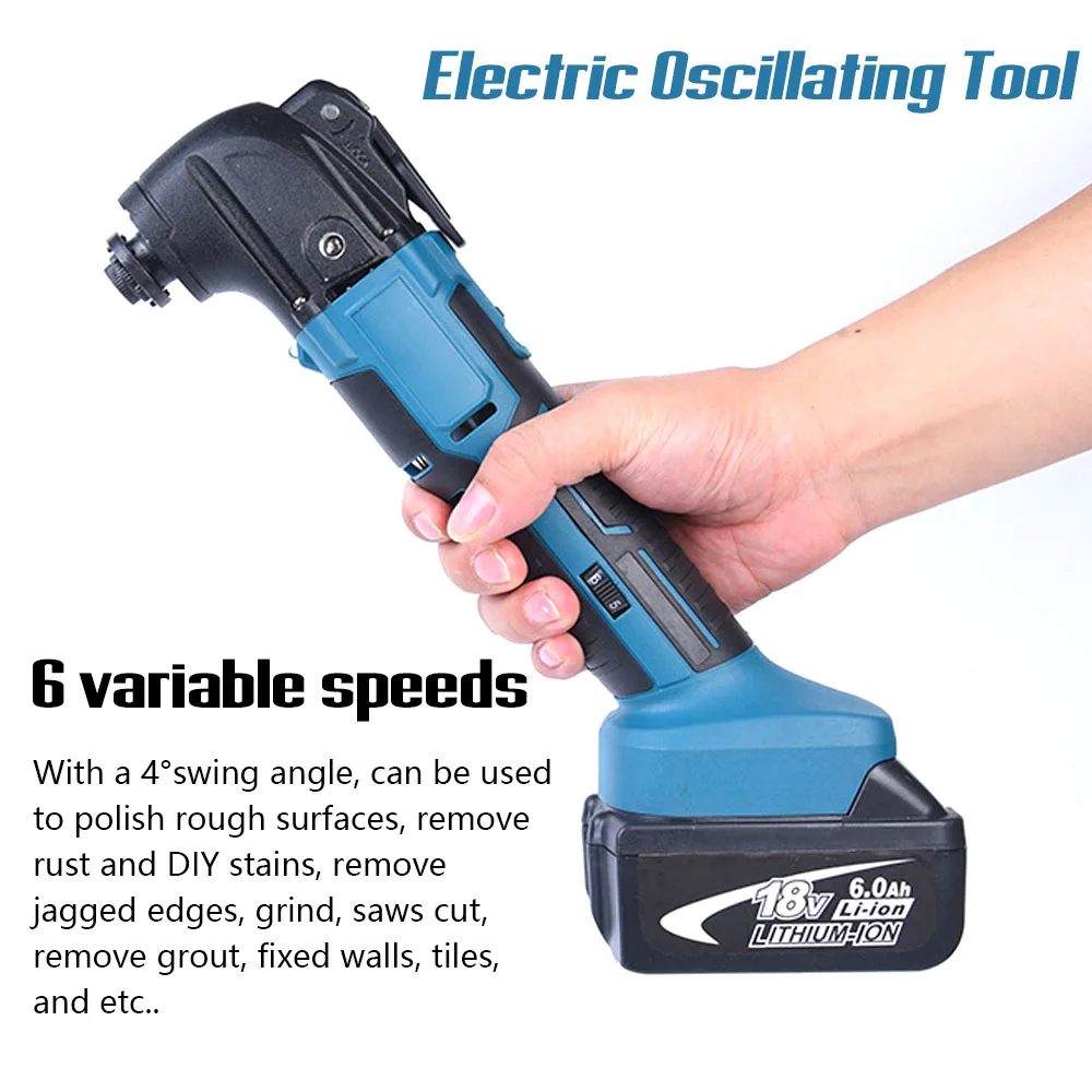 Electric Oscillating Tool Lithium-ion Cordless Oscillating Renovator Tools 6 Gears of Speeds Adjustable with 4° Swing Angle 2
