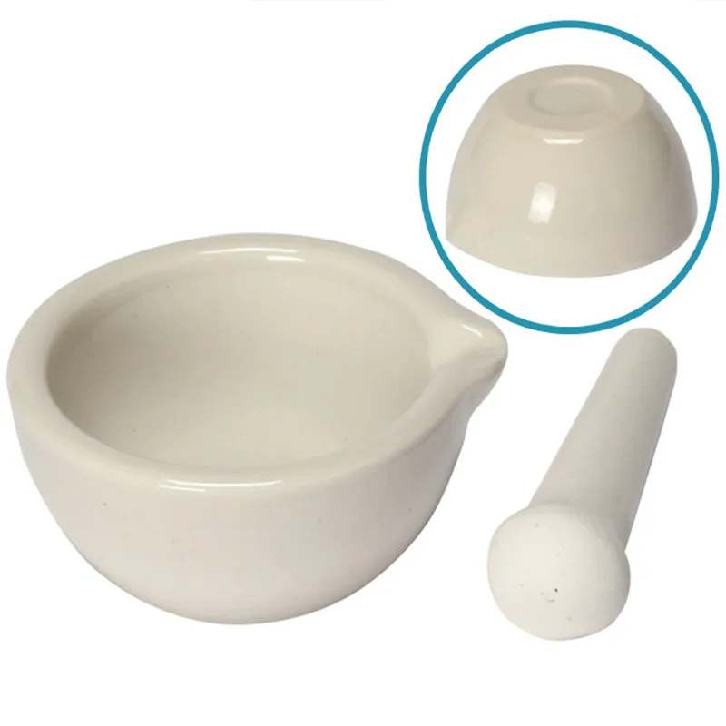 Educational Porcelain Mortar and Pestle Mixing Grinding Bowl Set for Laboratory Supplies 60mm Diameter White 