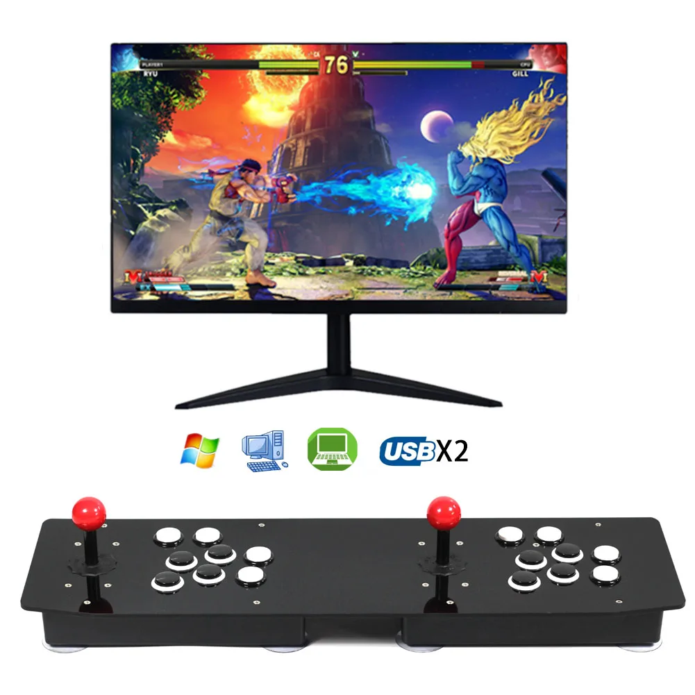 Double Arcade Rocker Double Play Game Controller Di Interfaccia Usb Joystick Arcade Game Pc Computer Rocker Switch Accessori Stick