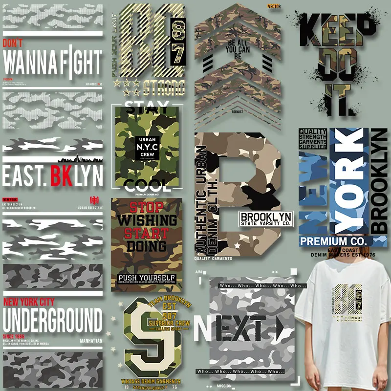 New York City Camouflage Pattern Character Patch for Clothing Heat Transfer PVC Patch Washable firm and fadeless stickers