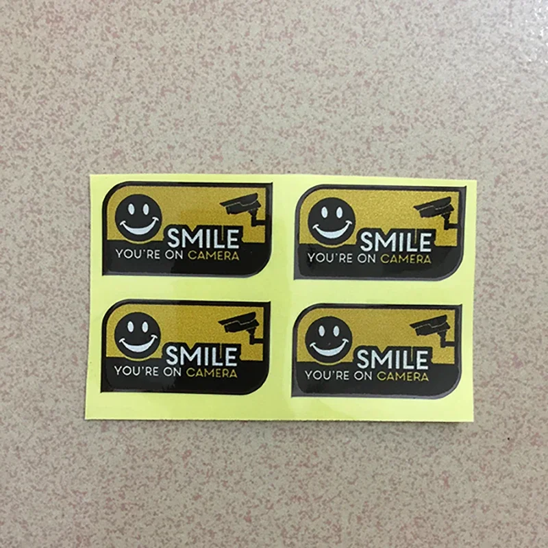 4Pcs Smile You\'re on Camera Security CCTV Warning Car Decals Personality, Sticker Cute, Custom Stickers Accessories Stylish, PVC