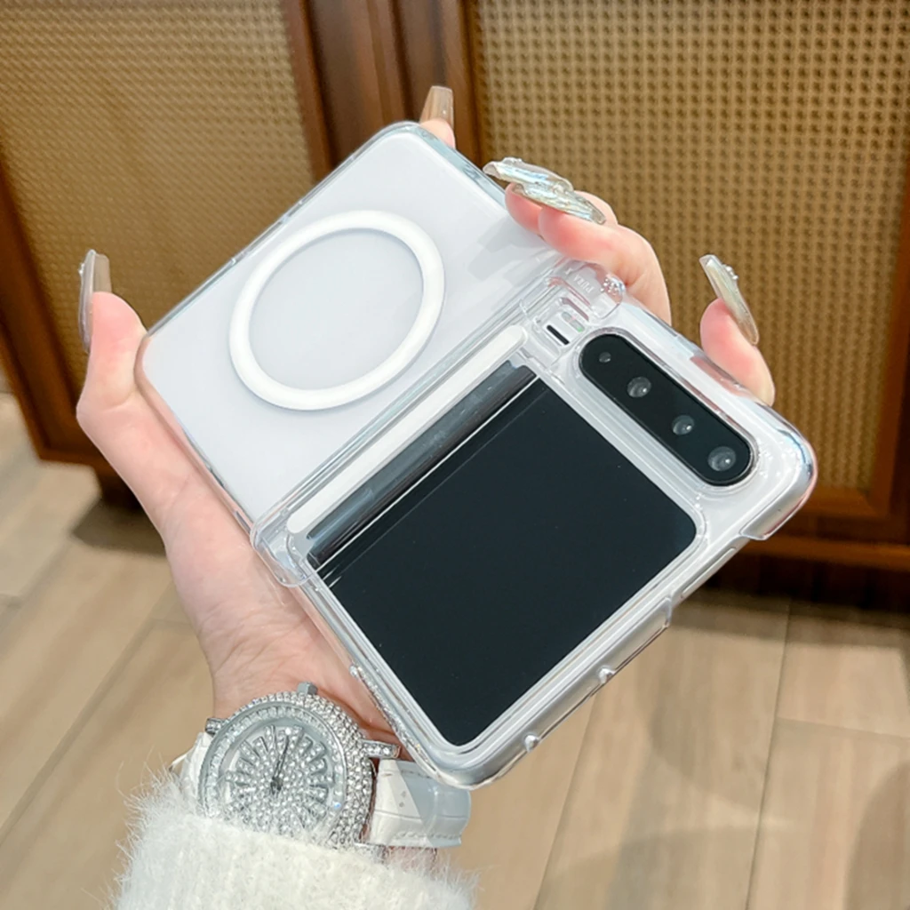 Enhanced Magnetic Transparent Shockproof Phone Case with Wireless Charging Compatibility