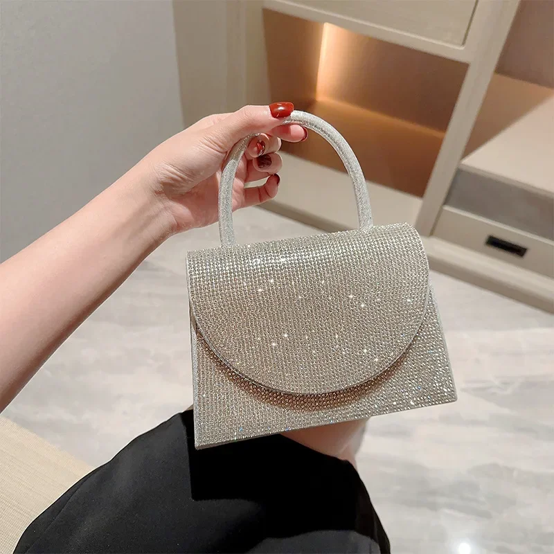 

Birthday Wedding Elegant Clutch Handheld Lady Party Gold Coctail Handbag Banquet Prom Silver Women Rhinestone Shoulderbag Black