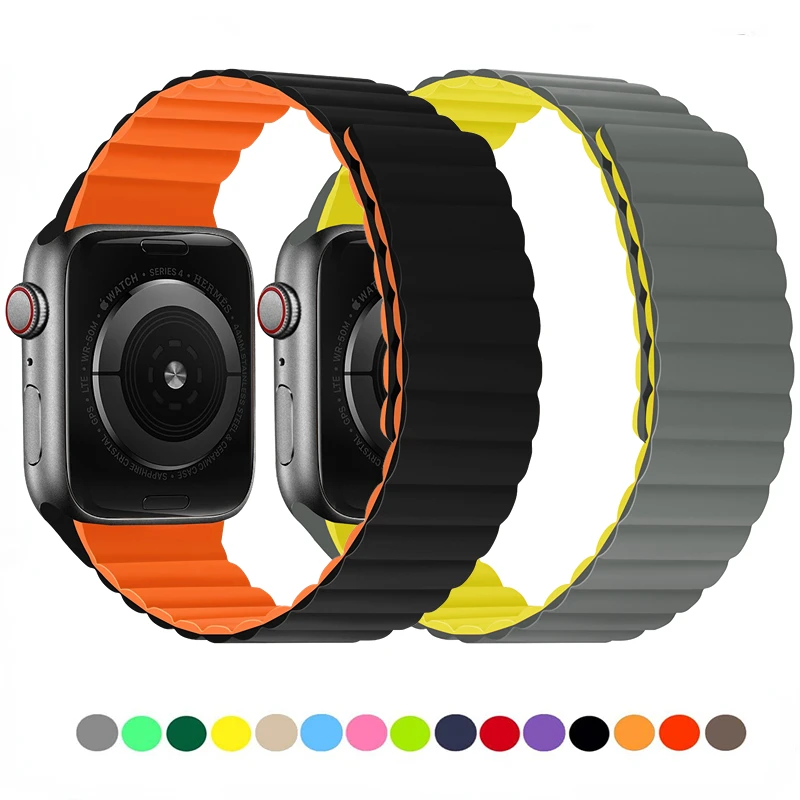 

Silicone Magnetic Strap for Apple watch Ultra 6 5 4 SE 44mm 40mm 8 7 41mm 45mm Replacement bracelet wristband iwatch 3 42mm 38mm