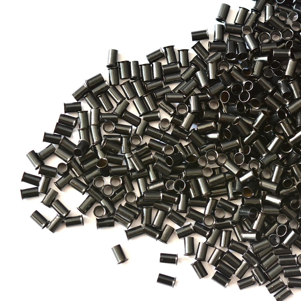 1000개 헤어 익스텐션 3.4mm 튜브 블랙/다크 브라운 구리 헤어 링 비즈 유로 ..