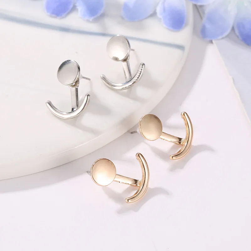 Fashion Geometric Round Alloy Moon Earrings for Women Simple Jewelry Accessories Stud Earrings Sun Moon Set Earing Gifts