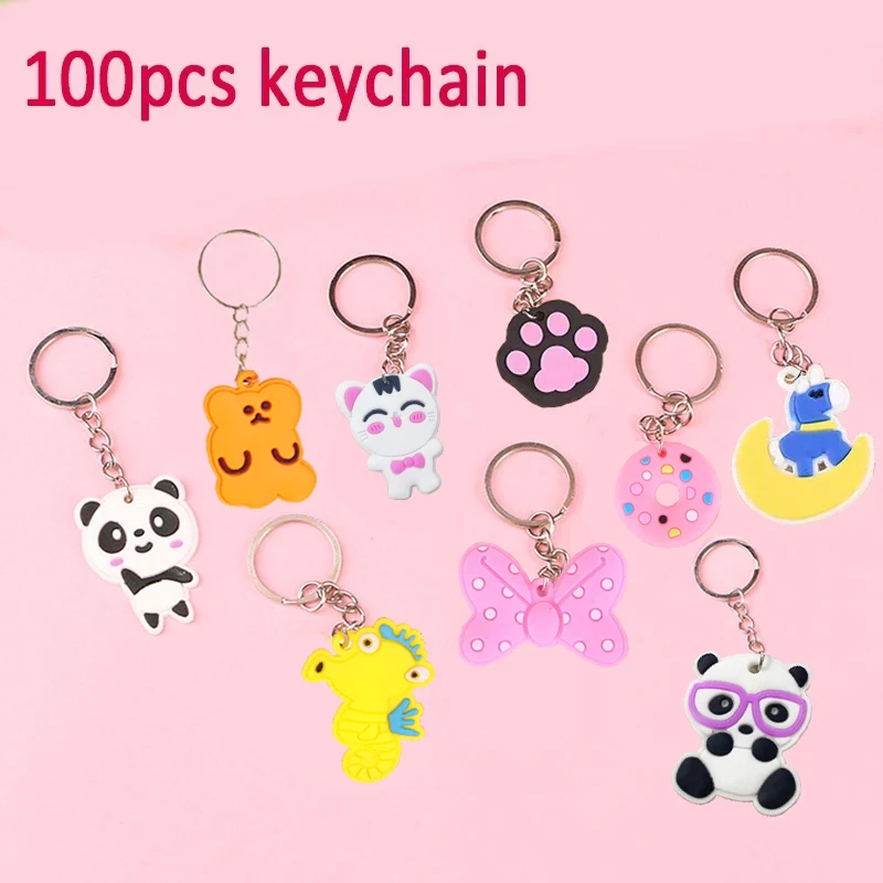 Porte-clés De Dessin Animé 100 Pièces, Porte-clé Bon Marché, Sac à Main PVC Mignon Porte-clés Cadeau Pour Femmes Fille Enfants Fête Faveur