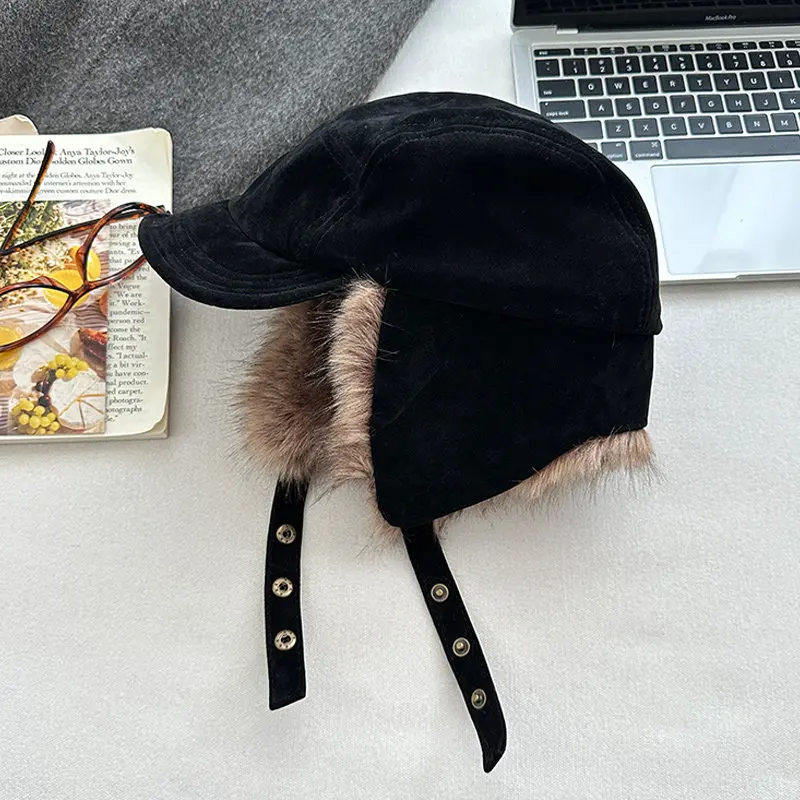 INS Winter Warme Plüsch Futter Russische Uschanka Bomber Hüte für Frauen Verdicken Ohr Schutz Skifahren Männer Winddicht Earflap Pilot Cap – Detail 6