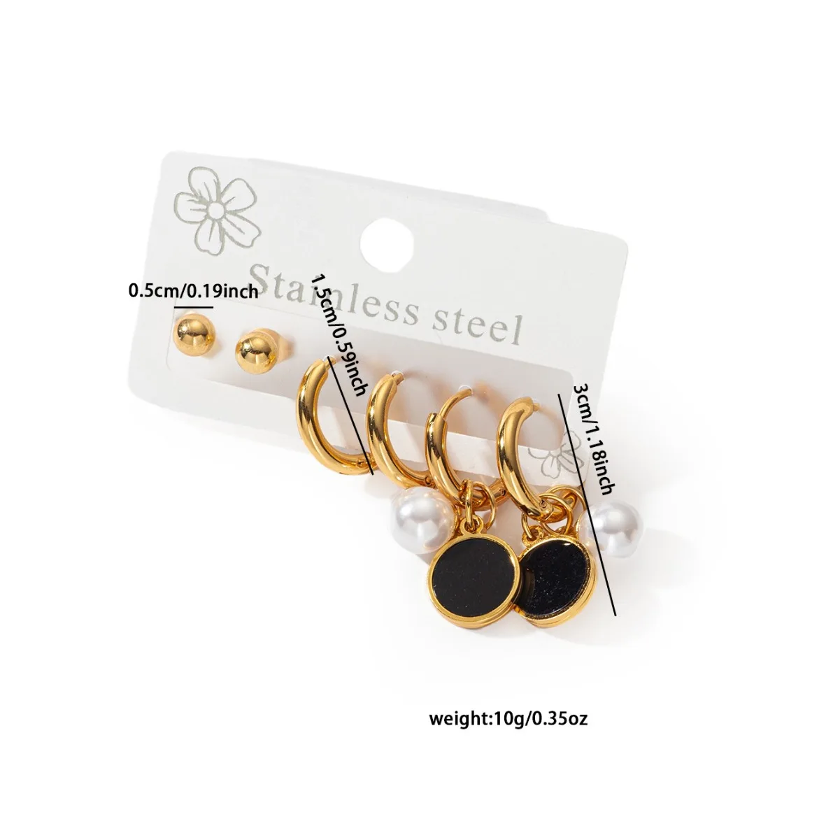 Chic Stylish 316L Stainless Steel 3 Pair/set Flower Star Moon Heart Earring Sets for Women Jewelry Simple Temperament Wholesale 4