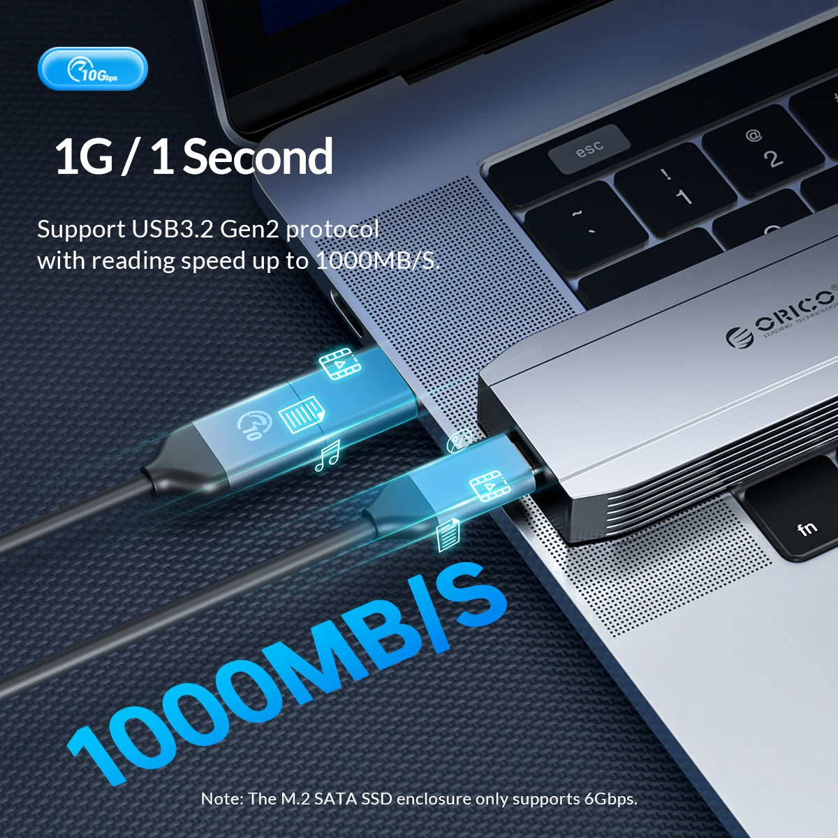 ORICO  ʿ  M2 SATA SSD Ŭ ˷̴ SATA 6Gbps NVMe 10Gbps PCIe C Ÿ M.2 SSD Ŭ M Ű ָ Ʈ ̺ ̽