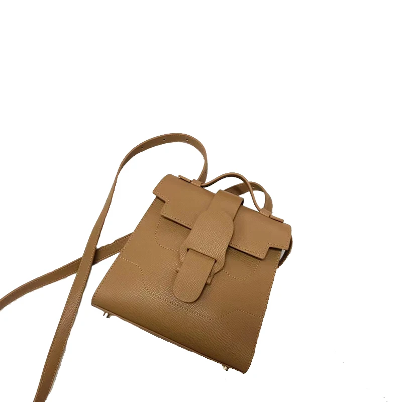 

Flap Backpack Potable Cross-body Bag Women Genuine Cowhide Leather Cross Pattern Shaped Multi-Functions Brown Classical New 2022