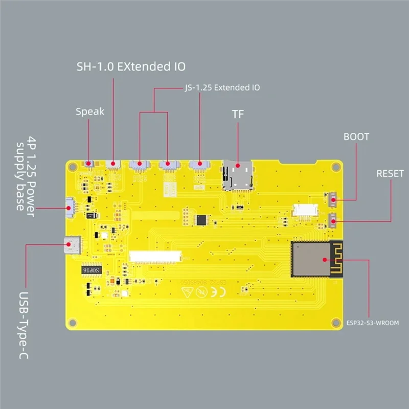 

ESP32-S3 7-дюймовый 800X480 TN RGB LCD TFT HMI 8M PSRAM 16M Flash Smart Display MCU WIFI Bluetooth модуль (с сенсорным экраном)