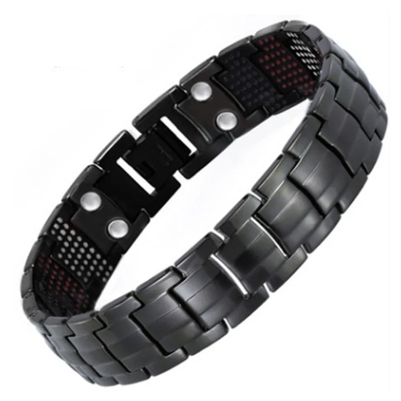 OKtrendy Men's 100% Pure Titanium Magnetic Bracelet For Women 4in1 Magnets Negative Ions Germanium Health Bracelets Wristband