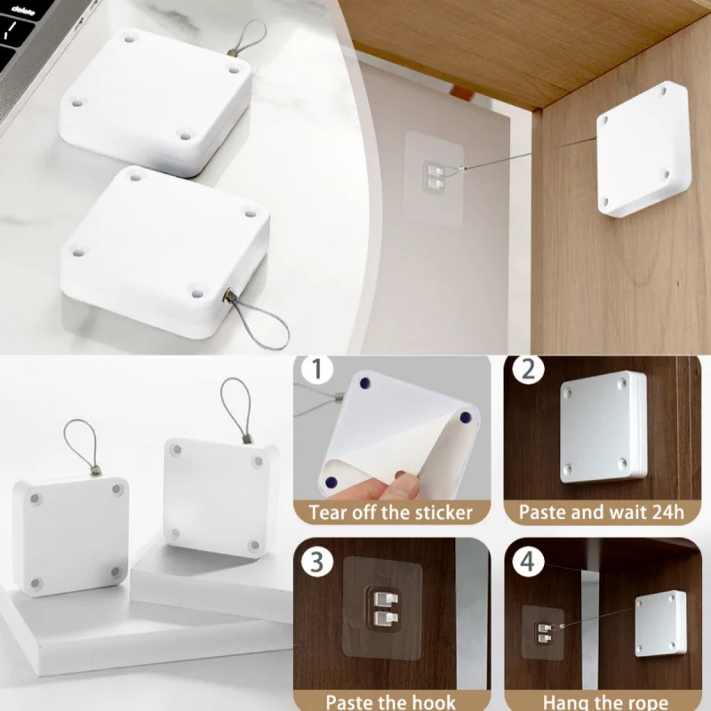 Automatic Sensor Door Closer Punch-free Adjustable Wire Rope Automatically Close Door Auto Bracket Closer Surface Stopper door closer door stopper