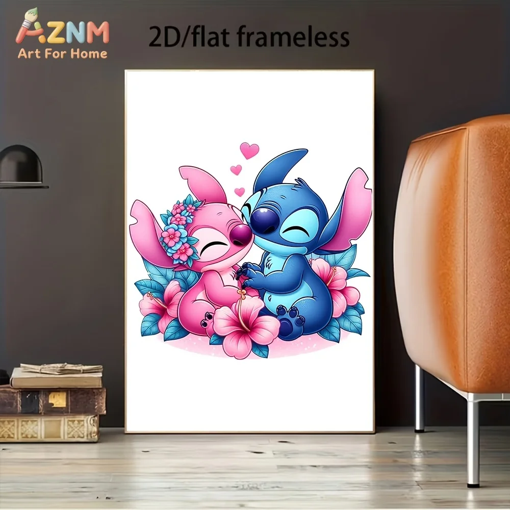 Tableau Stitch et Angel Amour - Décoration Murale Sans Cadre