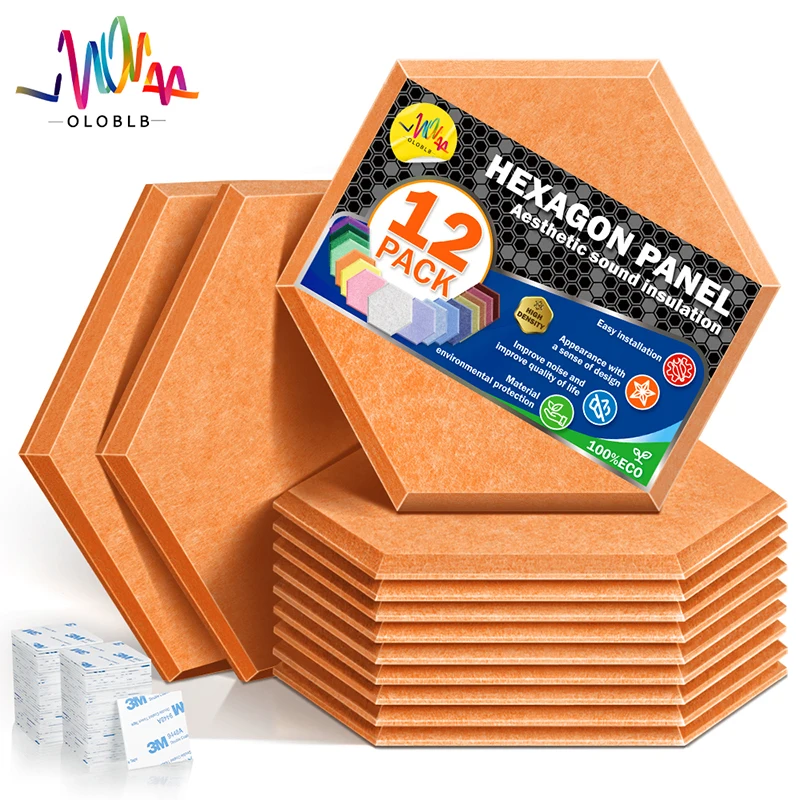 12PcsAcousticWallPanelSoundAbsorbingPanelsNoiseInsulationFor