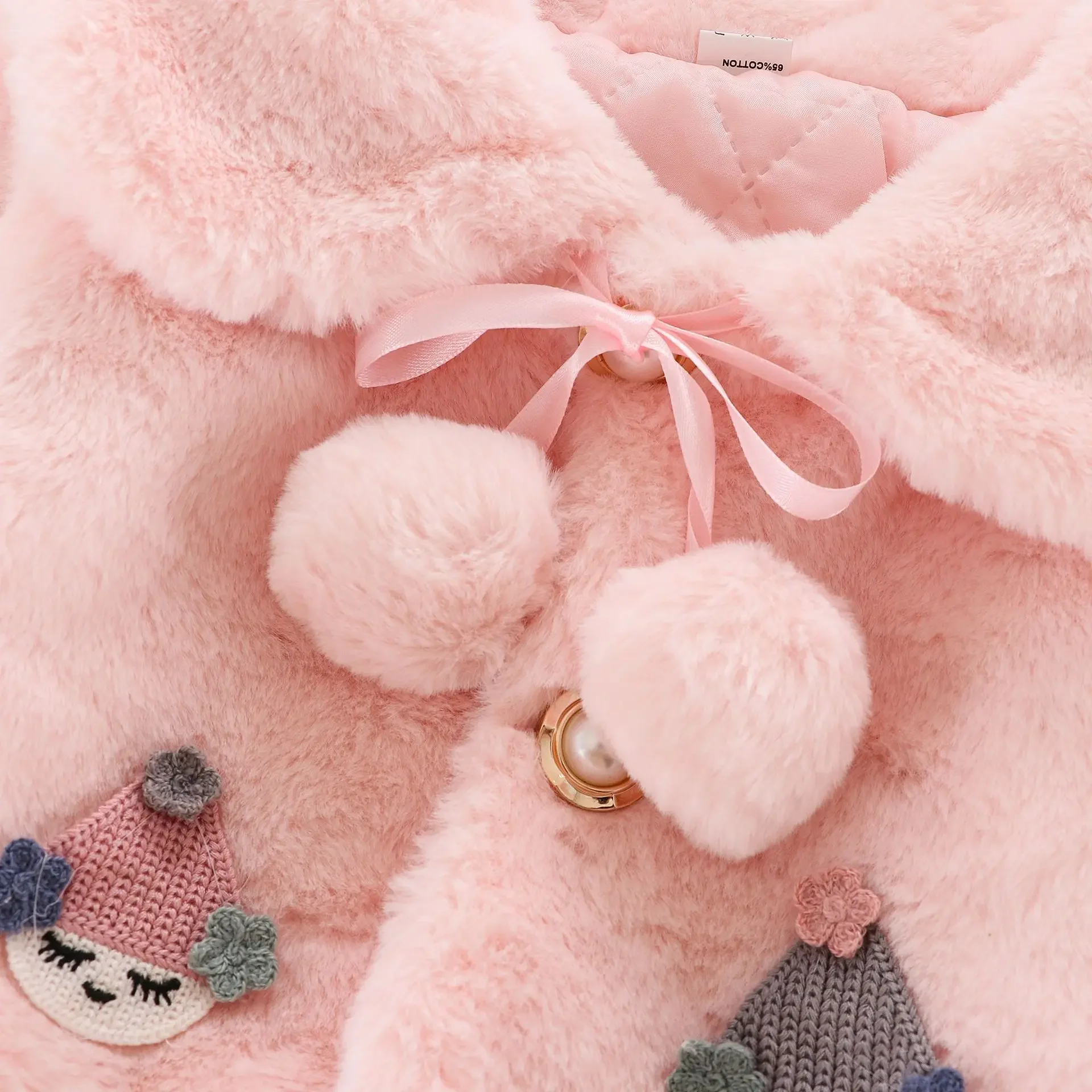 New Autumn and Winter Fur Jacket for Baby Girls, with A Collar and Children's Shawl Warm Thick Jacket for Newborns Aged 0-2
