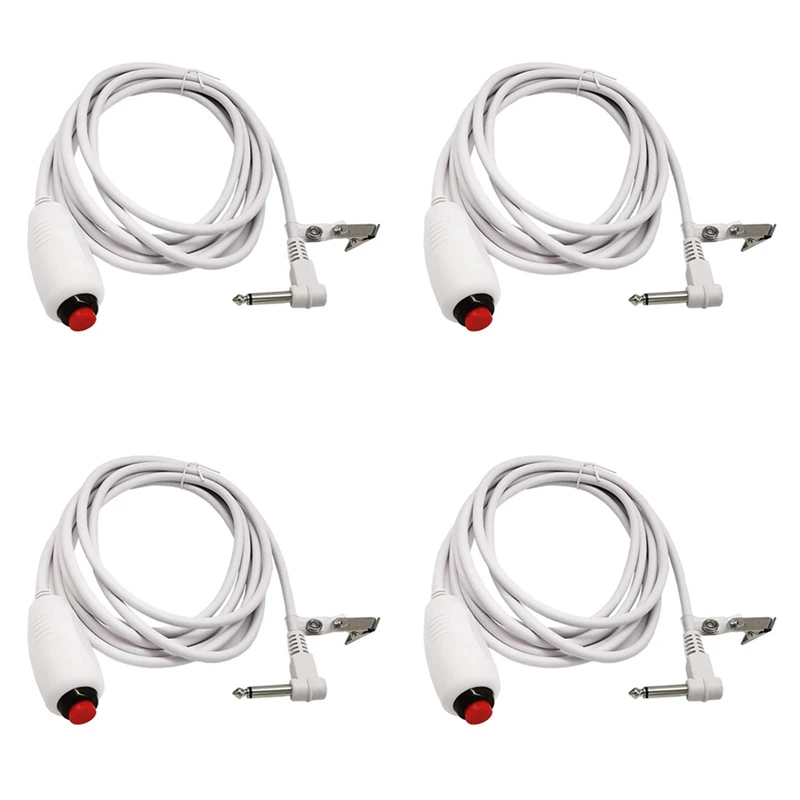 4X Nurse Call Cable 6.35Mm Line Nurse Call Device Emergency Cable With Push Button Switch