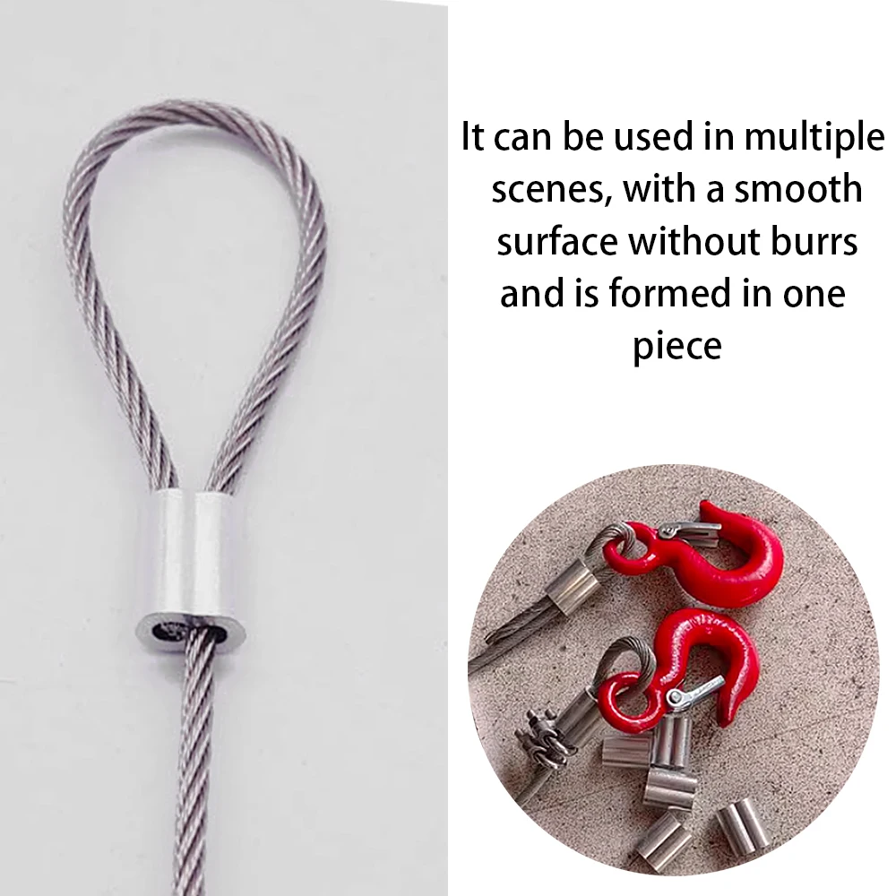 Wire Rope Clamps 20-100 Double Hole Cable Crimp Ring 8-Shape Aluminum Sleeve For 1/1.2/1.5/2/3/4/5/6mm Steel Wire Rope Fixed Accessories