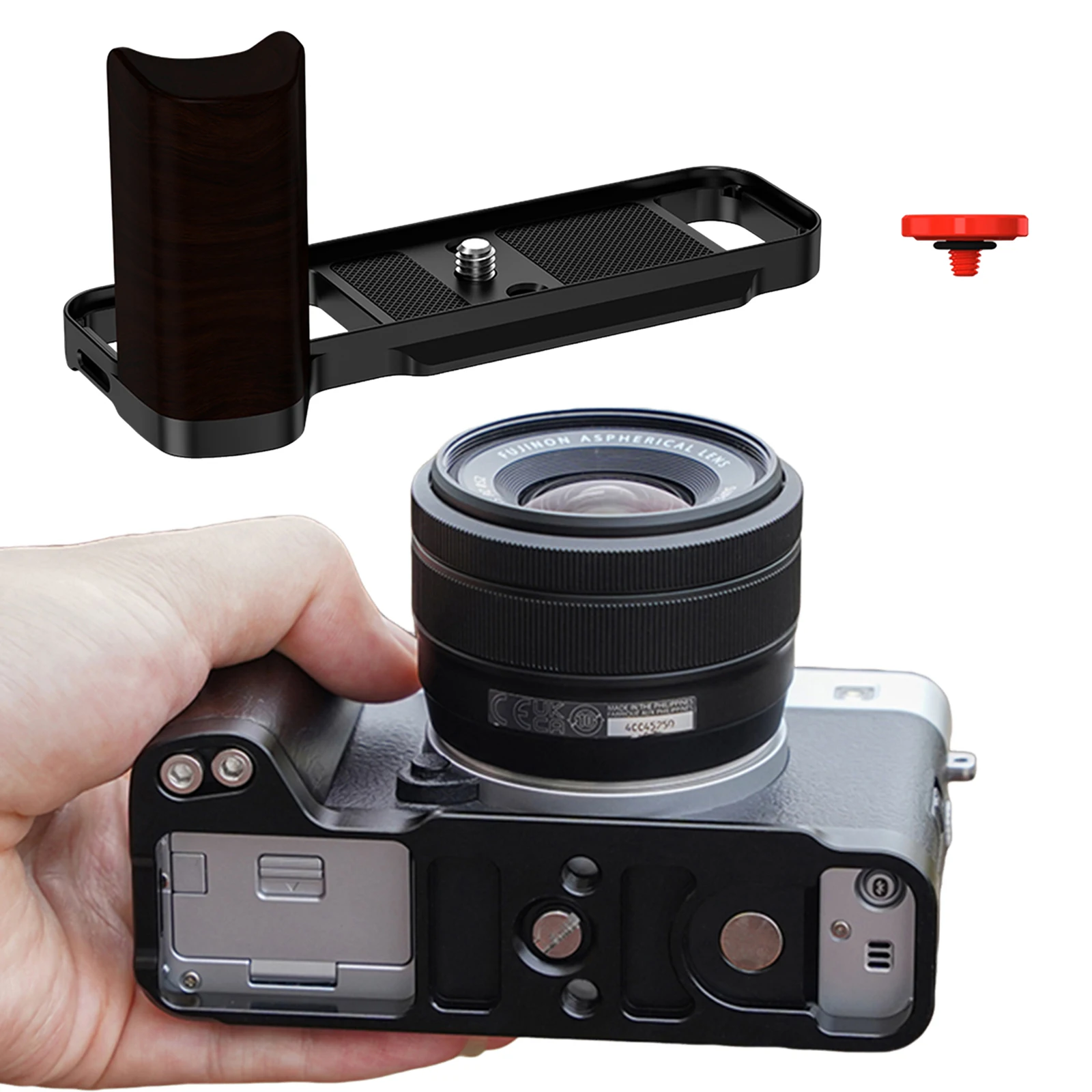 FUJIFILM X-E5 카메라 본체에 적합한 목재 L 브래킷 핸들 셔터 버튼이 있는 L자형 그립 브래킷 아카 퀵 릴리스 디자인