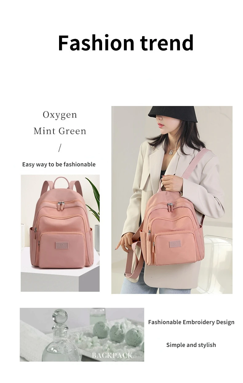 New Nylon Backpack Women's Fashion Outdoor Sports Backpack Large-Capacity Lightweight School Bag Casual All-Match Travel Bag