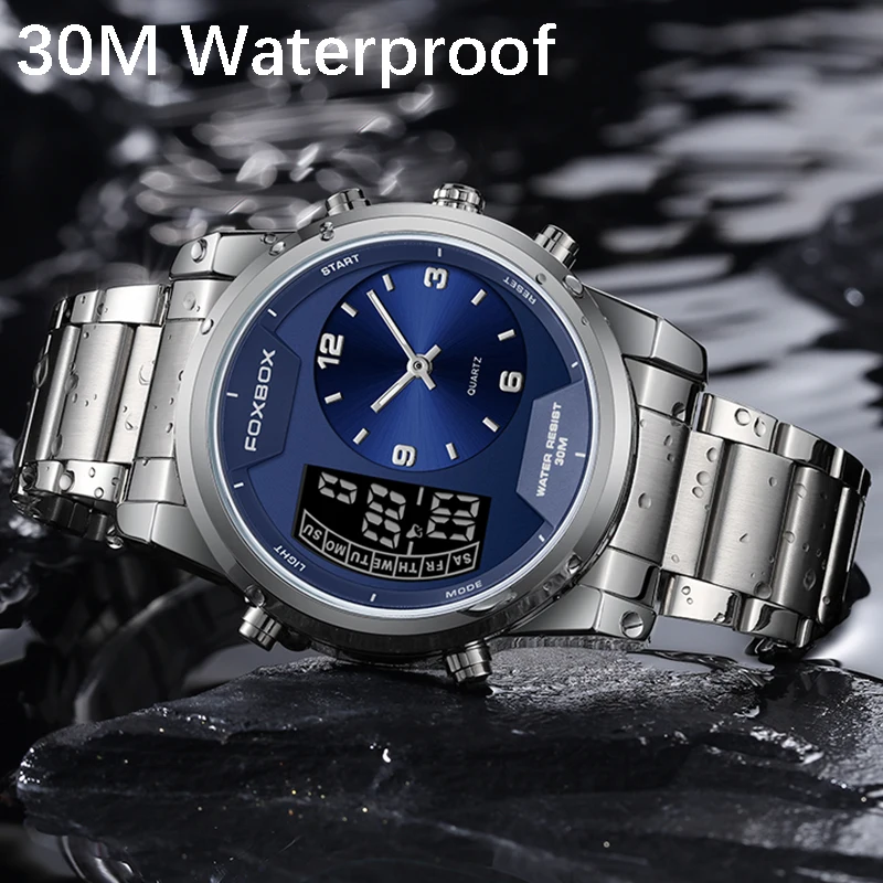 Top Brand LIGE Men Watch Sports Military Stainless Steel Quartz Wristwatch Waterpfoof Chronograph Male Clock Relogio Masculino