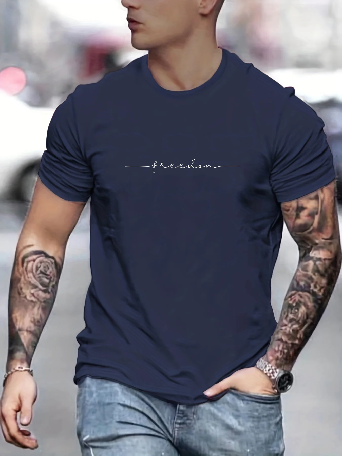 Mens Casual Cotton Graphic T-Shirt - Slim Fit Summer Top