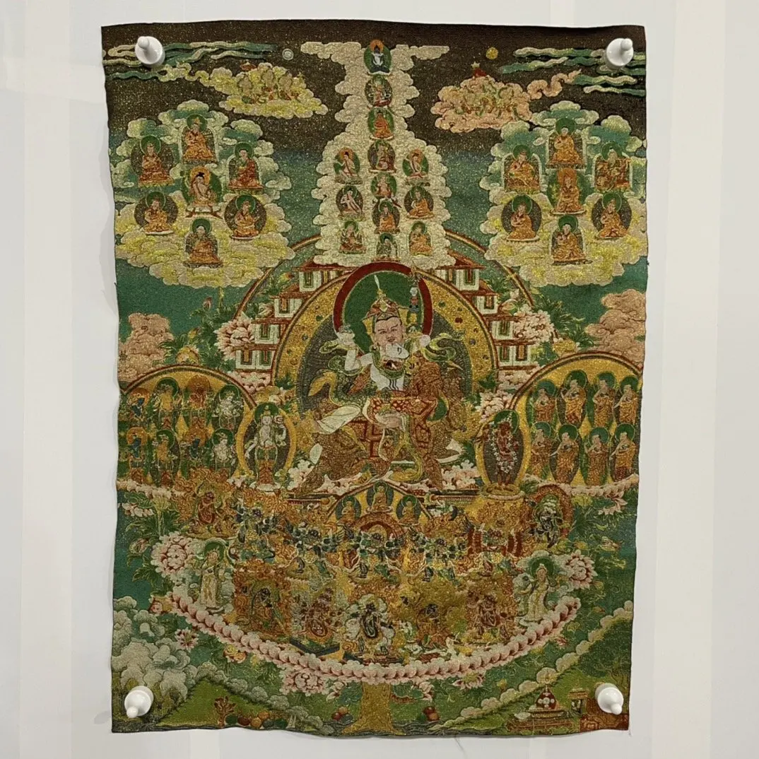 

Thangka Embroidery Tibetan Buddhist Silk Brocade Nepal Sakyamuni Amitabha Buddha Statue Painting Mural Crafts