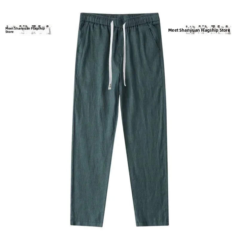 Pure Linen Light Weight Breathable Casual Pants Men Women Summer Season Loose Fit Tapered Leg Cotton Linen Blend Trousers