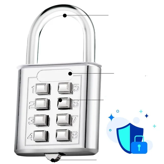 8 Digits Password Code Combination Padlock Zinc Alloy Suitcase for Luggage Travel Code Anti-thieft Lock Code Keyed Smart Lock 5