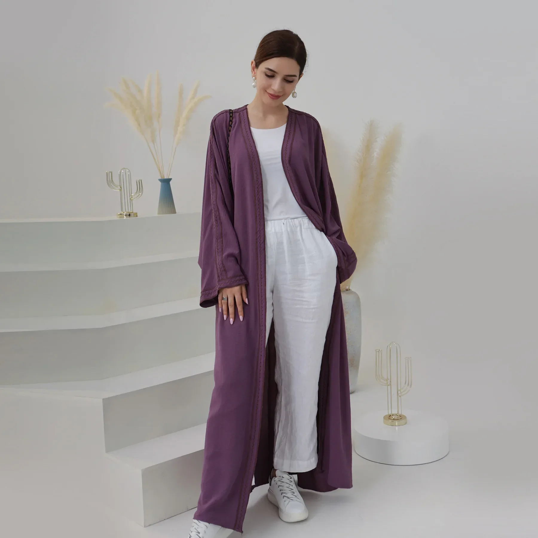 Kimono Abaya Dubai Luxury Saudi Embroidery Abayas for Muslim Women Arabic Turkish Dresses Ramadan Eid Islam Outfit Kaftan Party