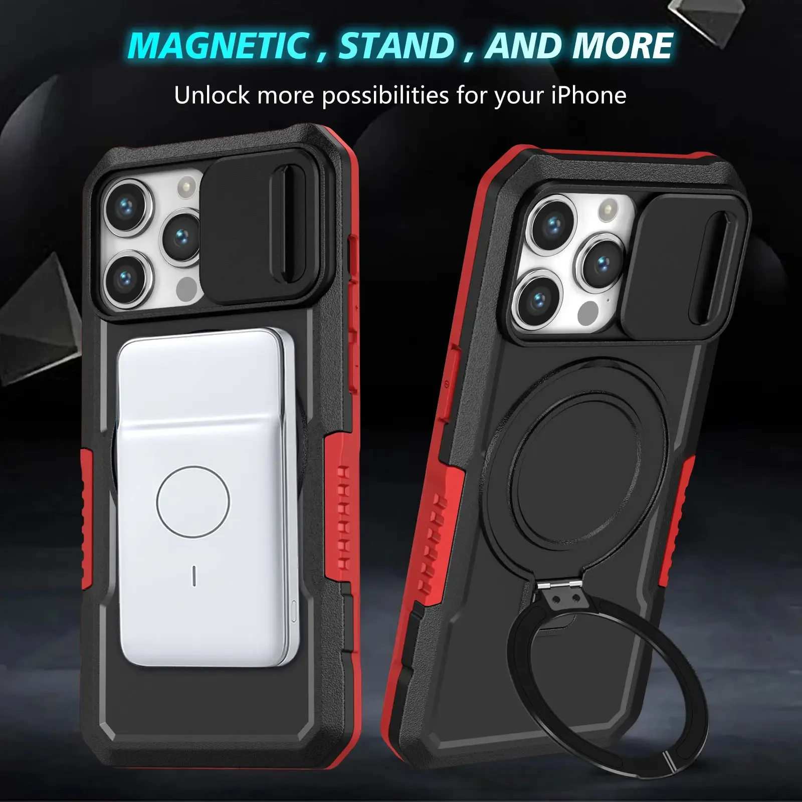Coque téléphone magnétique avec support pour iphone 16 15 14 pro_voghion.com