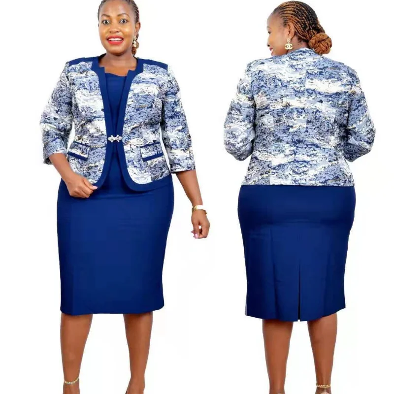 

2XL-6XL African Fall Clothes for Women 2022 Party Dresses dress Clothing Dashiki Blazer + Bodycon Dress Christmas Robe Femme
