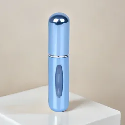 Compact Refillable Travel Perfume Atomizer - Portable Mini Spray Bottle 5ml - 5ml (Glossy Blue 1Pcs)