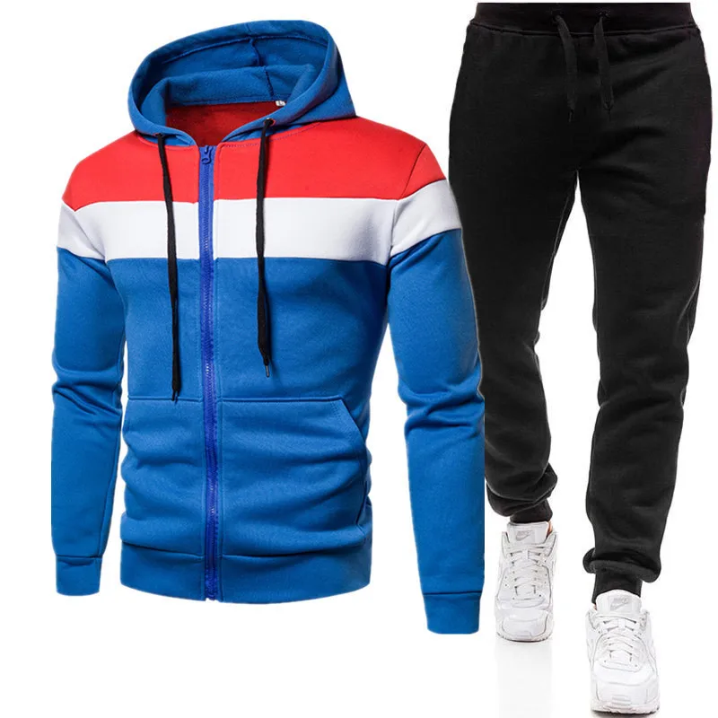 Azul - Conjunto de Ropa Deportiva para Entrenamiento para Hombres