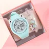 【Watch + Bracelet】Cat Ear Children's Silicone   Multi Functional Sports Electronic  Unicorn Bracelet Set 4