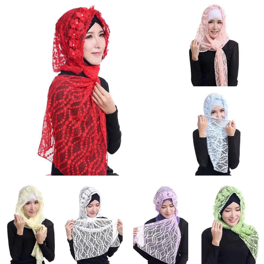 

Fashion Lace Scarf Women Headscarf Wrap Shawls Muslim Hijab Long Scarves Stoles Bandana Bufandas Pashmina Foulard Turbante Mujer