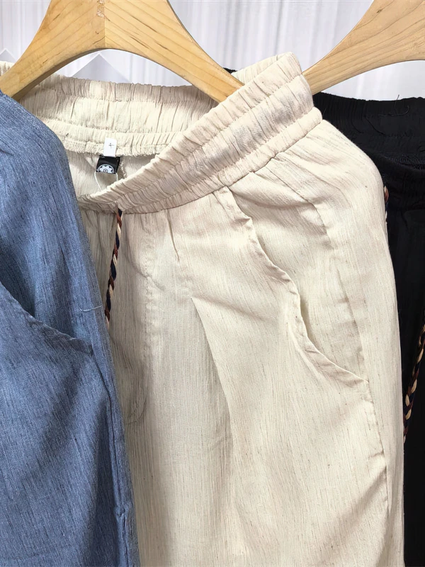 Summer Beach Cotton Linen Shorts Men Baggy Wide leg Casual Capris Pants Male Sport Running Shorts 2025 Linen Trousers