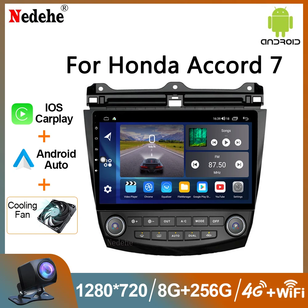 

Автомобильный радиоприемник 8G 128G 2 Din Android Carplay для Honda Accord 7 2003 - 2007 мультимедийный видеоплеер Стерео GPS-навигация головное устройство