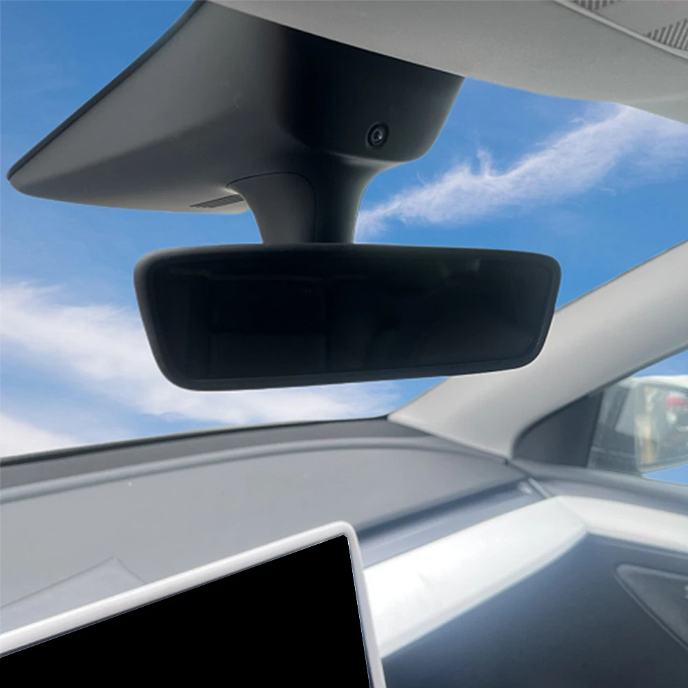 Car Interior Rear View Mirror Protector Frame Silicone Rubber Case For Tesla Model 3 Model Y Center Console Styling Accessories