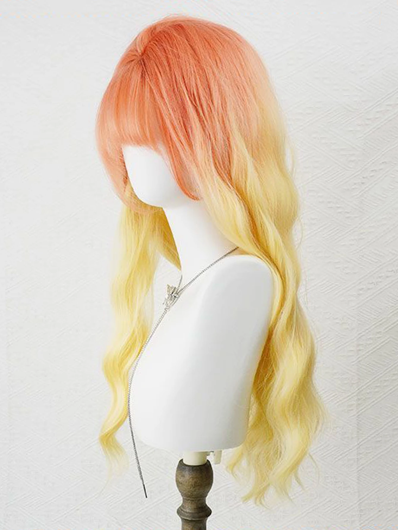 Synthetic Orange Yellow Ombre Wavy Wig for Women