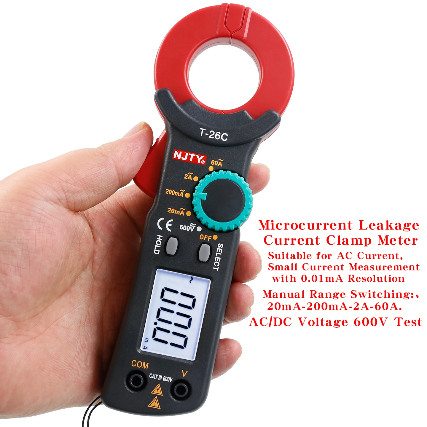 Microcurrent Meter NJTY T26 Electrician-Specific Leakage Current Clamp Meter Electrician ...