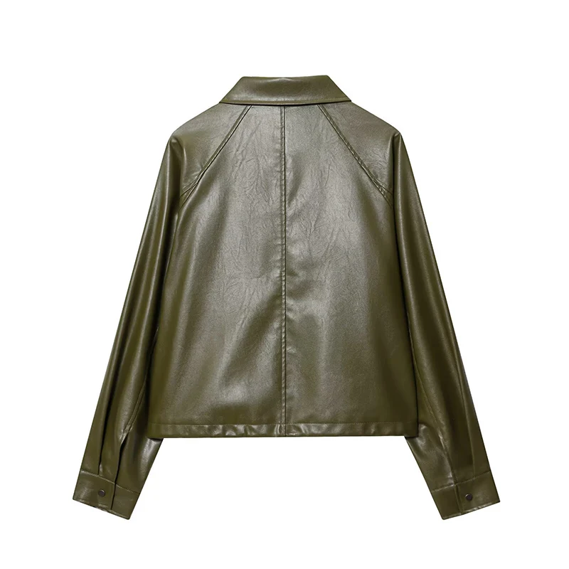 Women PU Leather Jacket 2025 New Fashion Drawstring Zipper Coat Female High Street Jackets Long Sleeve New Outerwears ﻿ ﻿