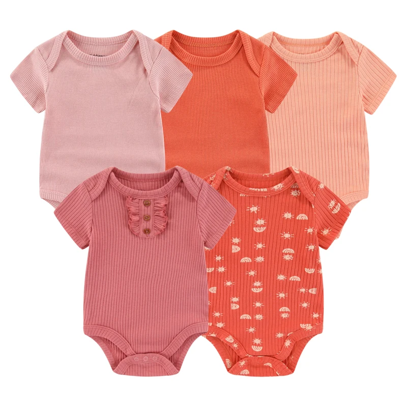 5 piece Soft Cotton Cartoon Short Sleeve Onesies 25