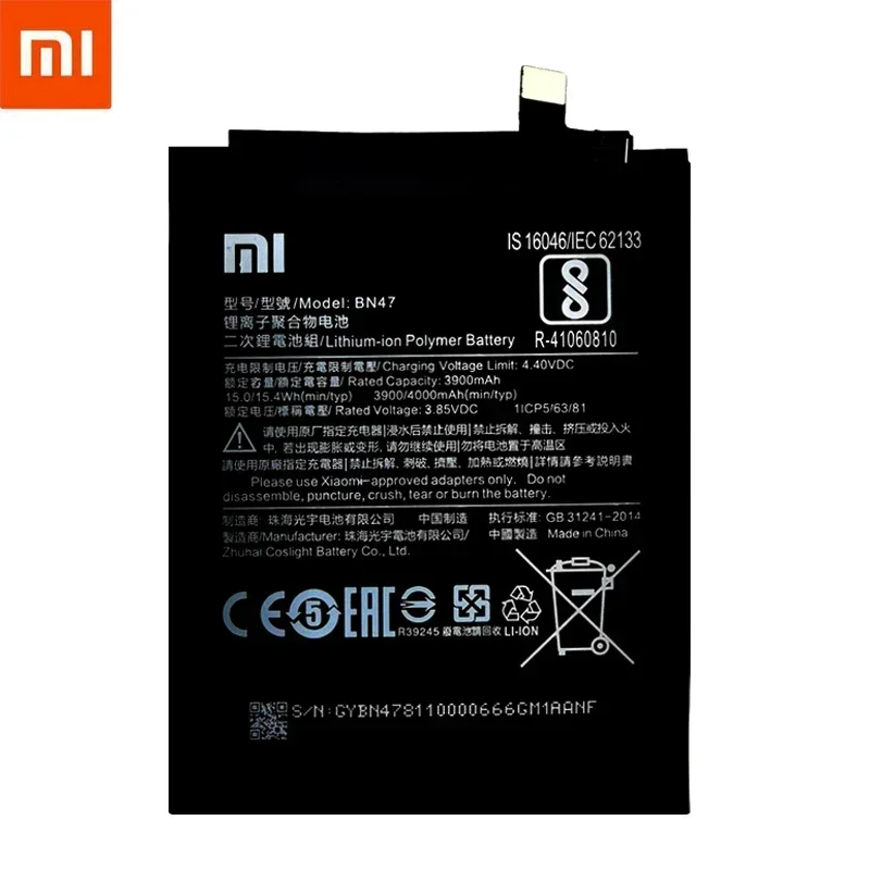 Xiao Mi Original Battery BN47 4000mAh For Xiaomi Redmi 6 Pro / Mi A2 Lite High Quality Phone Replacement Batteries Fast Shipping